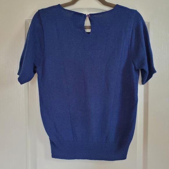 Wilroy Traveller Vintage Blue Knit, Short Sleeve Sweater, Size Small - Picture 6 of 6
